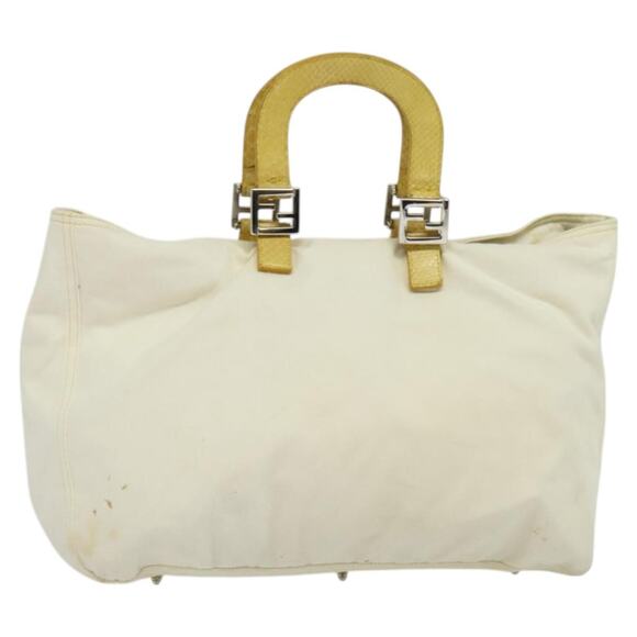 FENDI Hand Bag Canvas White Silver - Picture 1 of 12